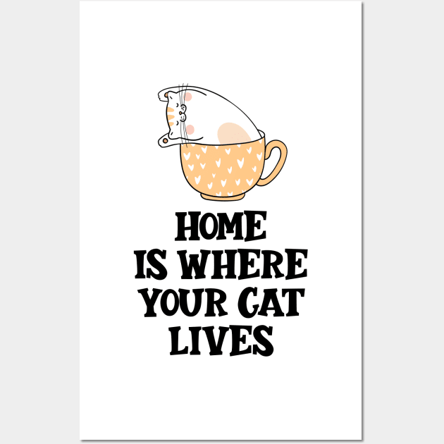 Home Is Where Your Cat Lives Wall Art by nextneveldesign